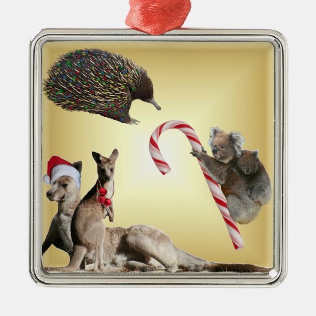 Ornamento De Metal Animais de Natal australianos (Frente)