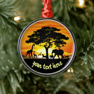 Ornamento De Metal Animais Selvagens no Sunset da savana africana