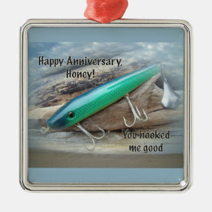 Ornamento De Metal Aniversário - atração verde da pesca do nadador