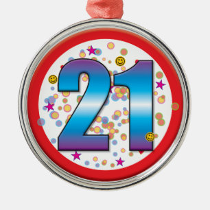 Ornamento De Metal Aniversário de 21 anos v2
