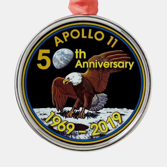 Ornamento De Metal Aniversário de Apollo 11 50th (Frente)