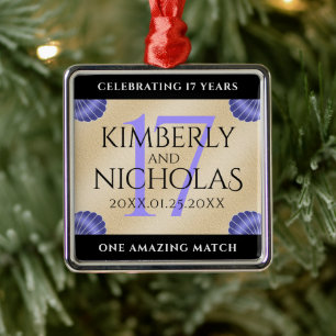 Ornamento De Metal Aniversário de Casamento do Elegant 17th Shells