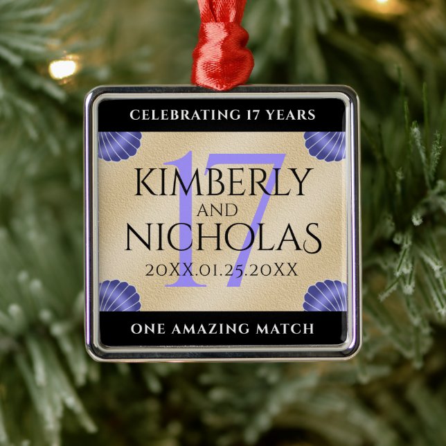 Ornamento De Metal Aniversário de Casamento do Elegant 17th Shells (Árvore)