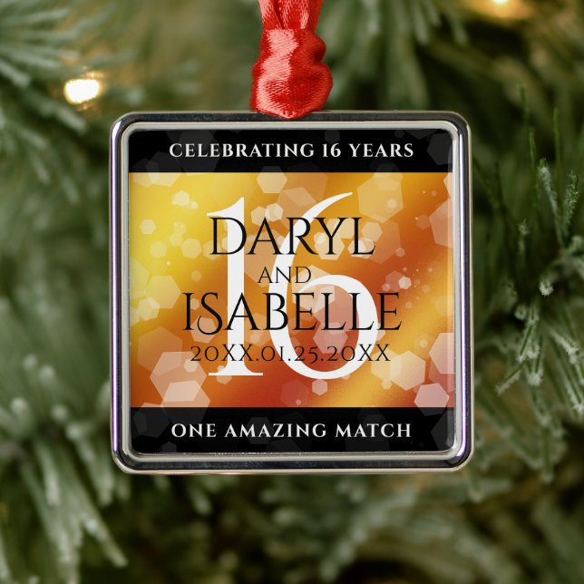 Ornamento De Metal Aniversário de Casamento Topaz do Ouro 16 (Árvore)