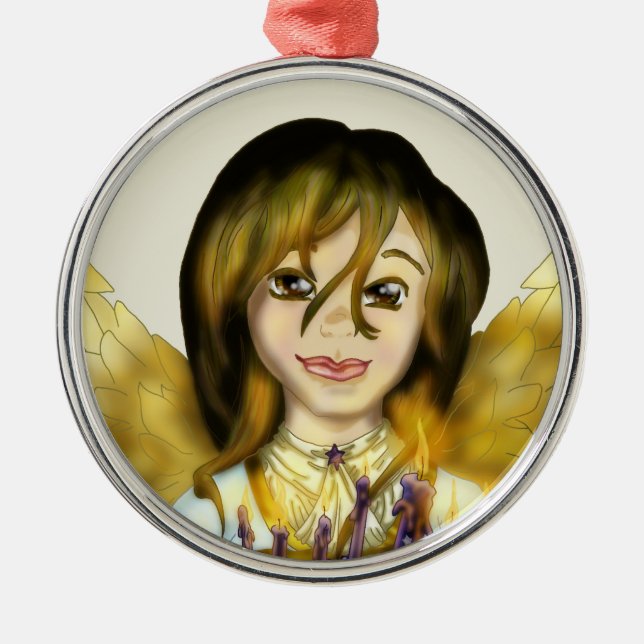 Ornamento De Metal Anjo de Chanukah (Frente)