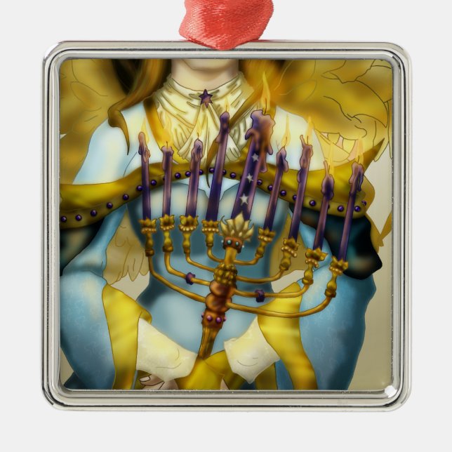 Ornamento De Metal Anjo de Chanukah (Frente)