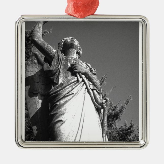 Ornamento De Metal Anjo em Preto e Branco (Frente)