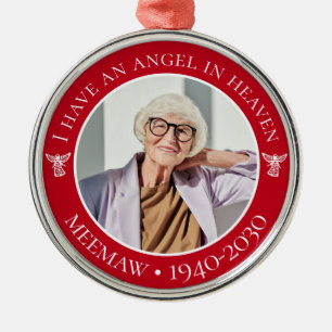 Ornamento De Metal Anjo no Céu Meemaw Foto Memorial