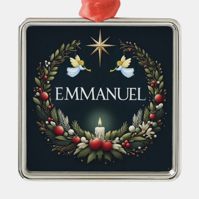 Ornamento De Metal anjos de Natal Emmanuel (Frente)