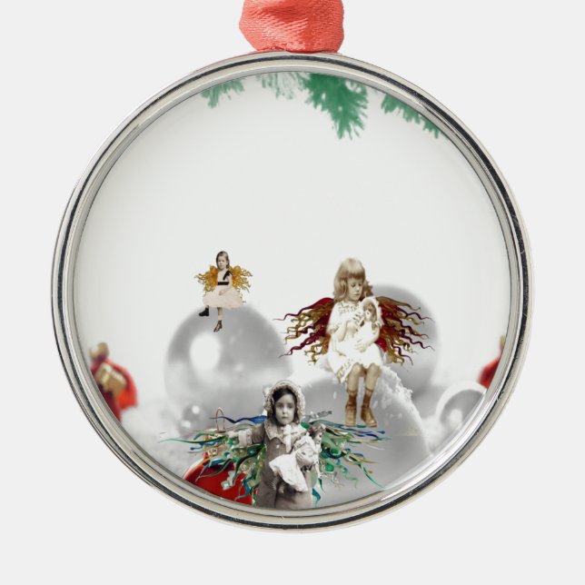 Ornamento De Metal anjos do natal vintage (Frente)