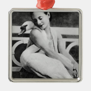 Ornamento De Metal Anna Pavlova com sua cisne Jack do animal de