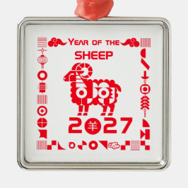 Ornamento De Metal Ano da Ovelha 2027