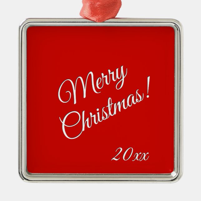 Ornamento De Metal Ano de Natal Sólido e Feliz (Frente)