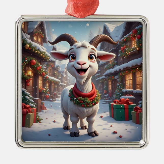Ornamento De Metal 🎄 Ano do Bode 2027 Ideia de Presente de Natal 🐐 (Frente)