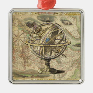Ornamento De Metal Antiga América Britânica Explora o Mapa de Bens Po