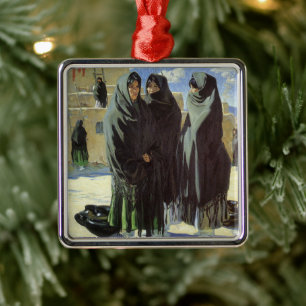 Ornamento De Metal Antigo Americano Nativo, Meninas Taos por Walter U