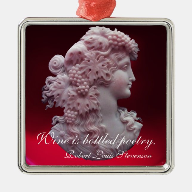 ORNAMENTO DE METAL ANTIQUE CAMEO, SENHORA COM QUOTAS DE VINHO DE UVAS (Frente)