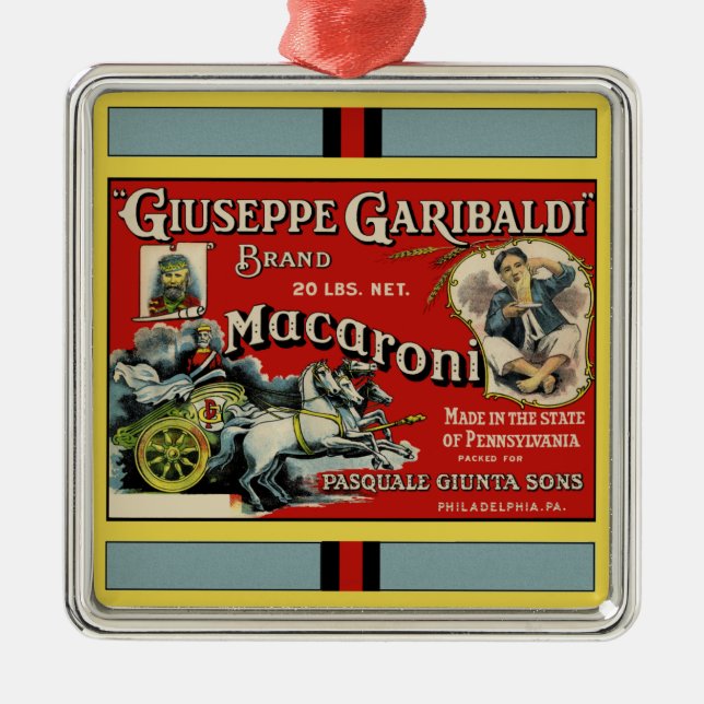 Ornamento De Metal Anúncio de Macaroni Italiano (Frente)