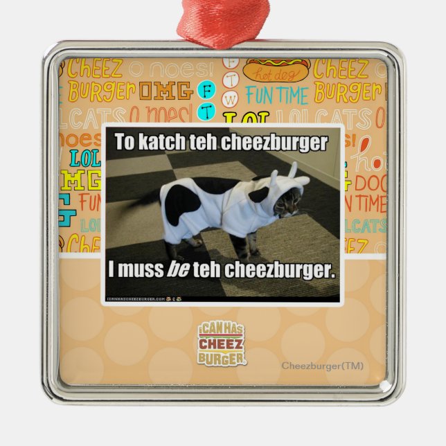 Ornamento De Metal Ao katch o cheezburger (Frente)
