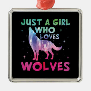 Ornamento De Metal Apenas Uma Garota Que Ama Lobos Aquarela