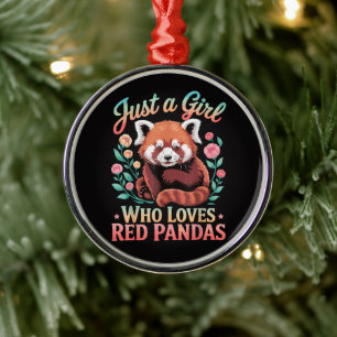 Ornamento De Metal Apenas Uma Garota Que Ama Pandas Vermelhos