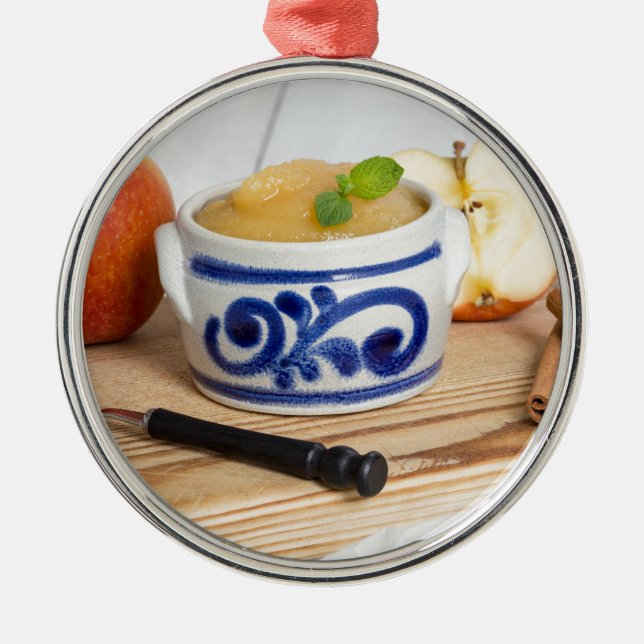 Ornamento De Metal Applesauce with cinnamon in stoneware bowl (Frente)