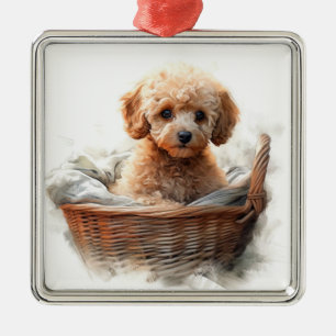 ORNAMENTO DE METAL APRICOT FRENCH POODLE CACHORRO FRANCÊS ADORÁVEL