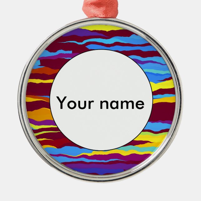 Ornamento De Metal Aquarelas ondas ondas desenho abstrato (Frente)