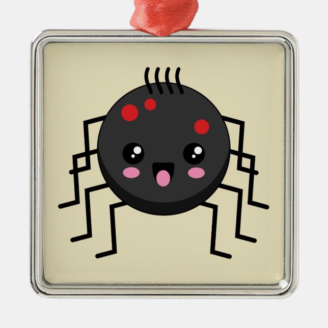 Ornamento De Metal Aranha Kawaii Cute (Frente)