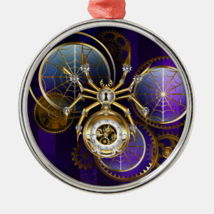 Ornamento De Metal Aranha Steampunk no fundo roxo