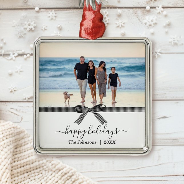 Ornamento De Metal Arco de búfalo elegante, preto e branco (Criador carregado)