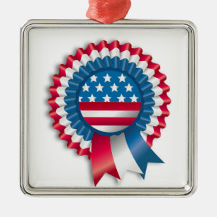 ORNAMENTO DE METAL ARCO DE FLAG RIBBON AMERICANO