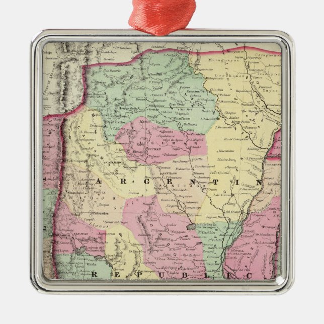 Ornamento De Metal Argentine Republic, pimentão, Uruguai & Paraguai (Frente)