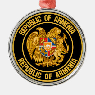 Ornamento De Metal Armênia Round Emblem