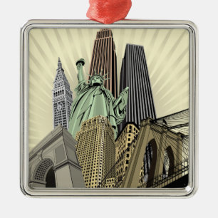 Ornamento De Metal Arquitectura da cidade estilizado super NYC