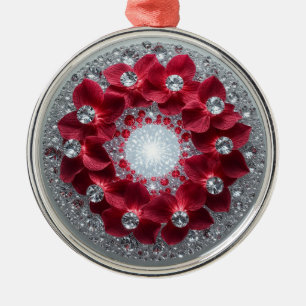 Ornamento De Metal Arranjo Floral Elegante com Orquídeas Vermelhas