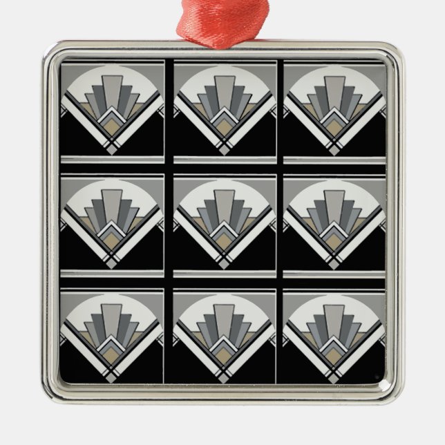 Ornamento De Metal Art deco geométrico (Frente)