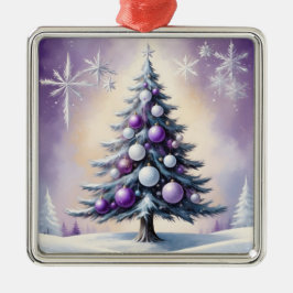 Ornamento De Metal Art Deco Natal Roxo e Silver Haze