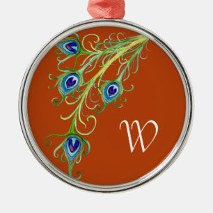 Ornamento De Metal Art Deco Nouveau Estilo Peacock Penas