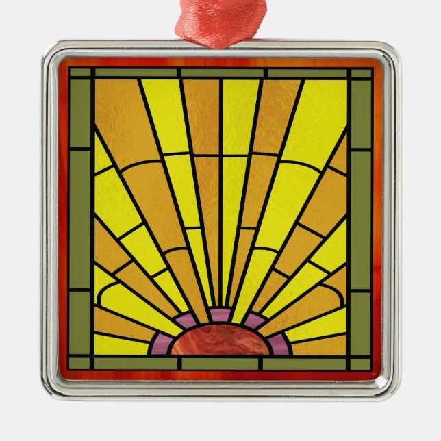 Ornamento De Metal Art Deco StainGlass 3 (Frente)