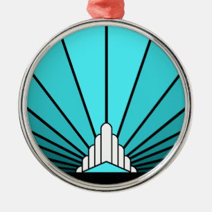 Ornamento De Metal Art deco sun em aqua