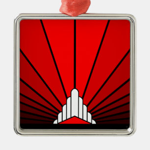 Ornamento De Metal Art deco sun em vermelho