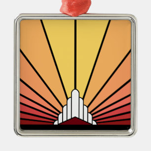 Ornamento De Metal Art deco sun no amanhecer