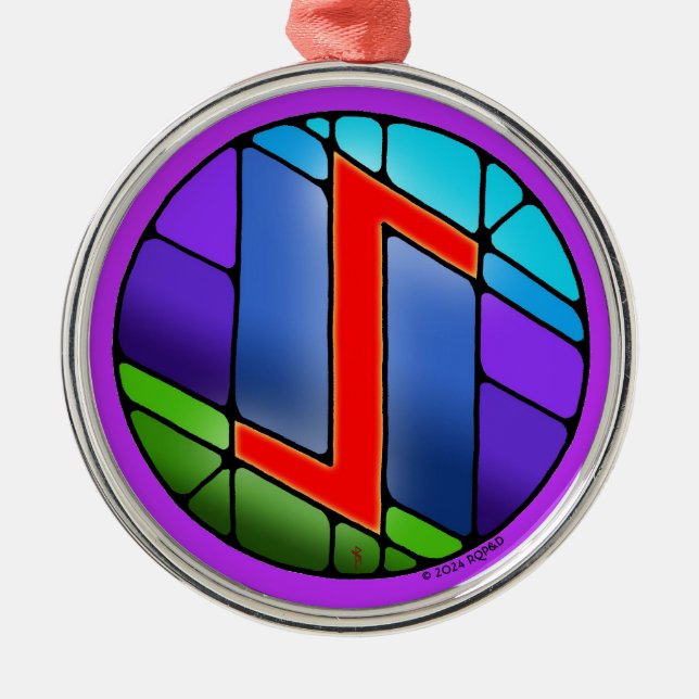 Ornamento De Metal Art Nouveau Eihwaz Rune of Perseverance (Frente)