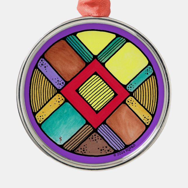 Ornamento De Metal Art Nouveau Ingwaz Rune the Earth Magic (Frente)