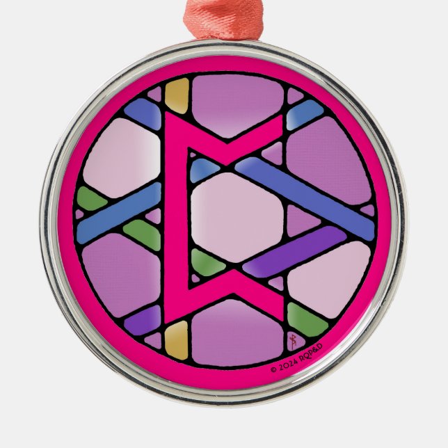 Ornamento De Metal Art Nouveau Perthro Rune de Karma (Frente)