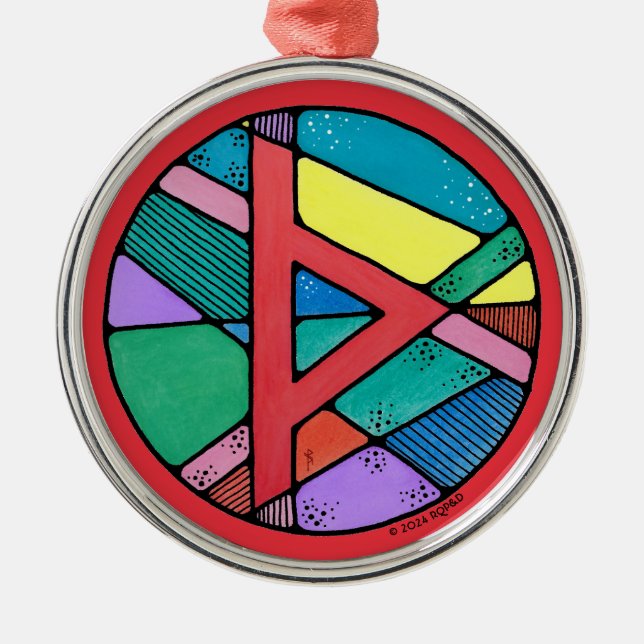 Ornamento De Metal Art Nouveau Thurisaz Rune of Defense (Frente)