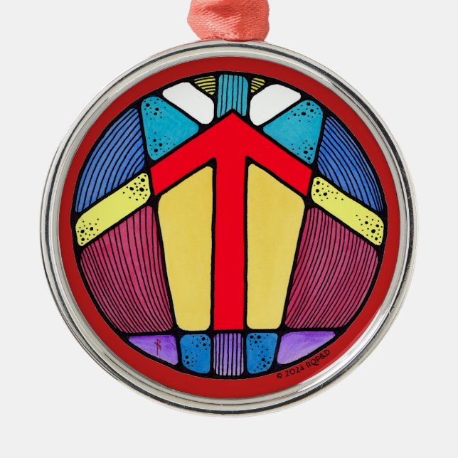 Ornamento De Metal Art Nouveau Tiwaz Rune of Victory (Frente)