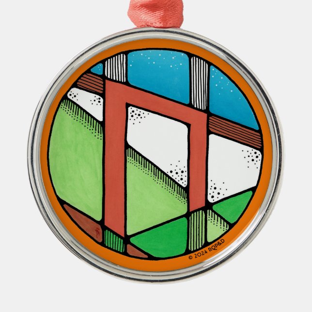 Ornamento De Metal Art Nouveau Uruz Runa de Força (Frente)