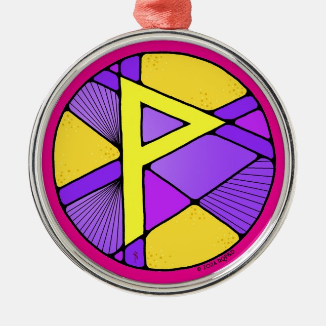 Ornamento De Metal Art Nouveau Wunjo Rune of Joy! (Frente)